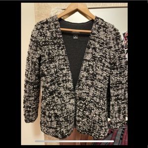 Club Monaco wool blend sweater jacket coat black white grey multi size 00